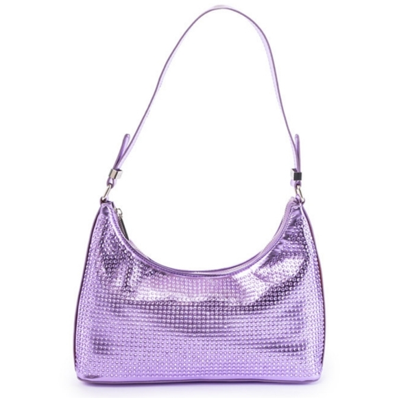 Skinnydip London Handbags - Skinnydip London Sasha Lilac Rhinestone Shoulder Bag, Metallic, Lilac, NWT